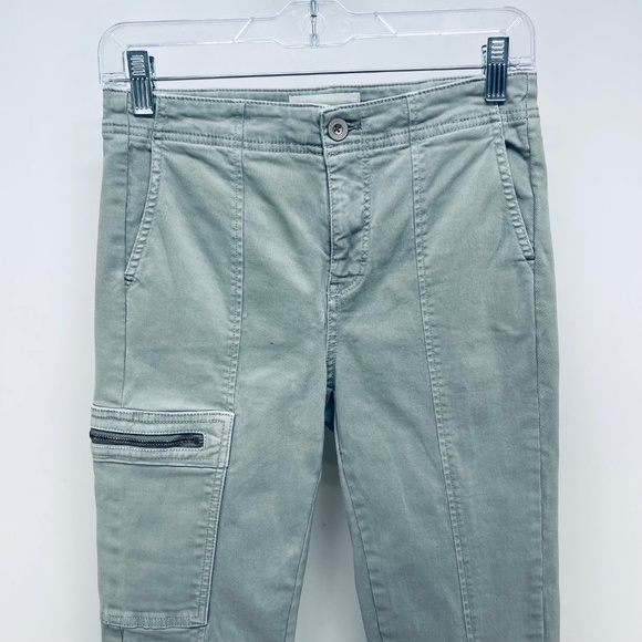 Anthropologie Pants Sz 27 Women’s Moto Utility Trouser Skinny Sage Green - Picture 2 of 13